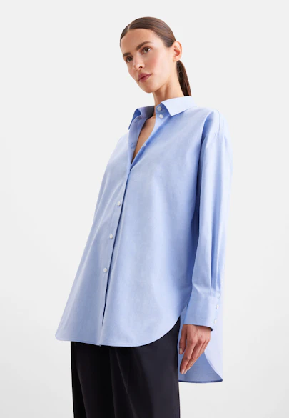 Oxford Hemdbluse Oversized mit tiefer Passe in Hellblau |  Seidensticker Onlineshop