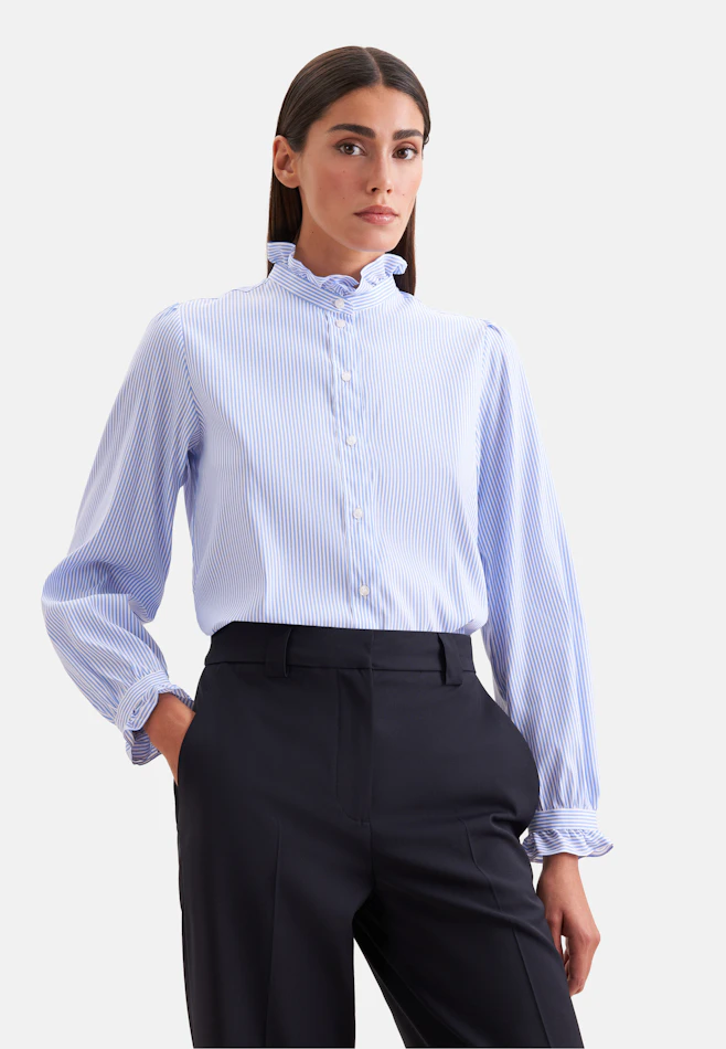 Hemdbluse mit Rüschendetails in Hellblau | Seidensticker Onlineshop