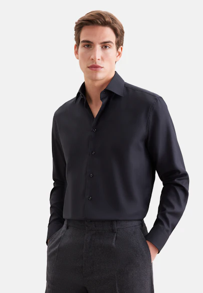 Regular Business shirt Structure in Schwarz |  Seidensticker Onlineshop