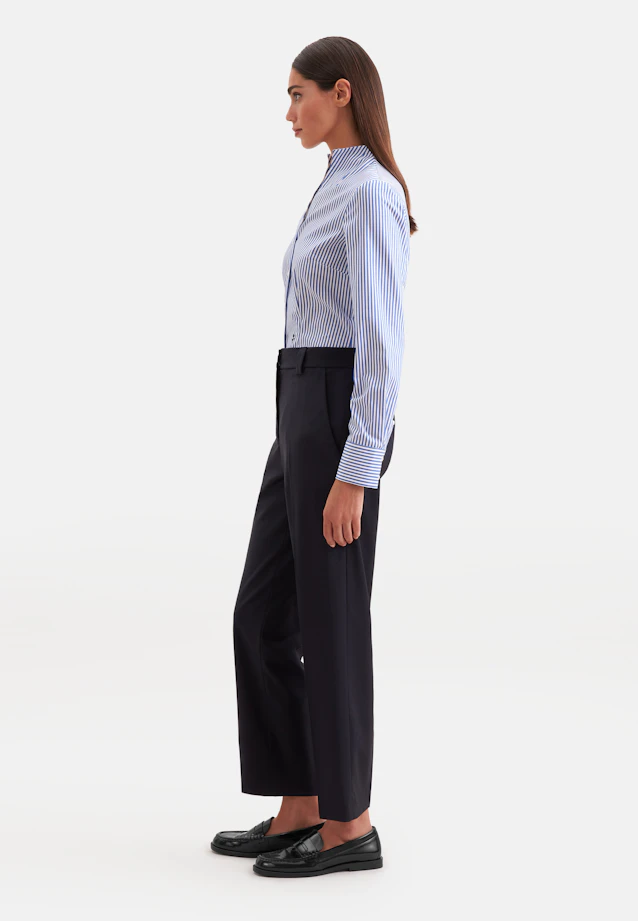 Kelchkragenbluse aus Baumwollsatin slim fit in Mittelblau |  Seidensticker Onlineshop