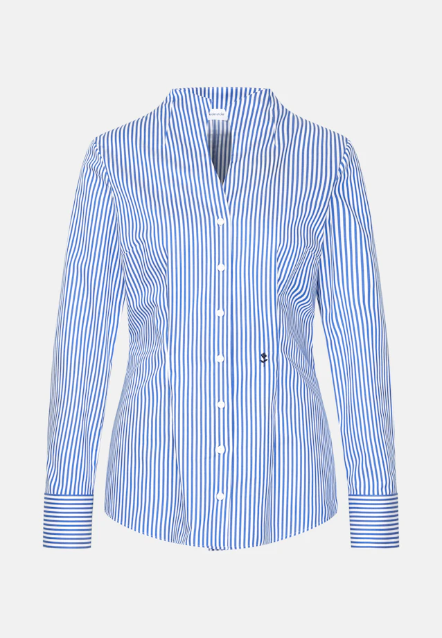 Kelchkragenbluse aus Baumwollsatin slim fit in Mittelblau |  Seidensticker Onlineshop