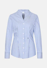 Kelchkragenbluse aus Baumwollsatin slim fit in Mittelblau |  Seidensticker Onlineshop