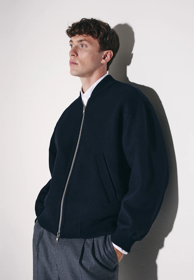 Oversized Bomber Uni in Bleu Foncé |  Seidensticker Onlineshop