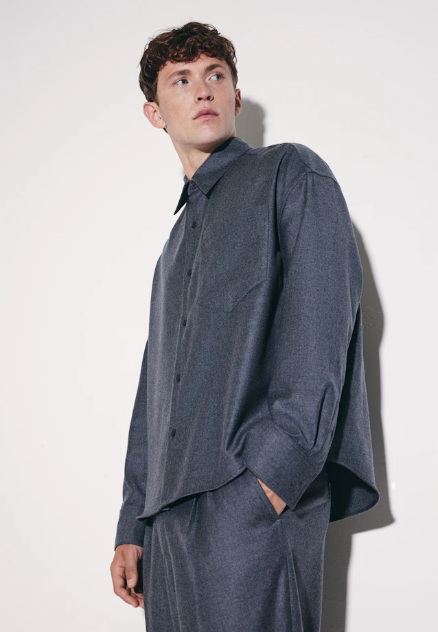 Oversized Fashion-Hemd Flanell in Grau |  Seidensticker Onlineshop