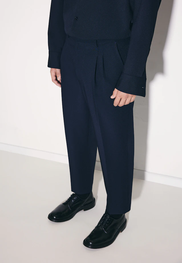 Chino Cropped mit Bundfalten in Dunkelblau |  Seidensticker Onlineshop