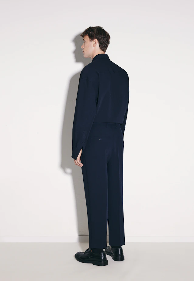 Chino Cropped mit Bundfalten in Dunkelblau |  Seidensticker Onlineshop