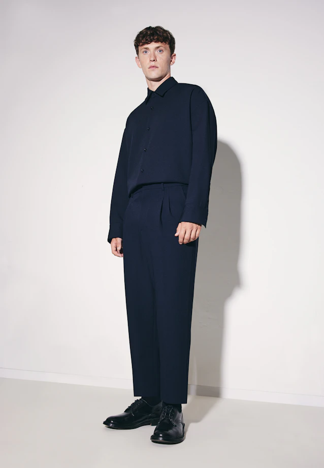 Chino Cropped mit Bundfalten in Dunkelblau |  Seidensticker Onlineshop