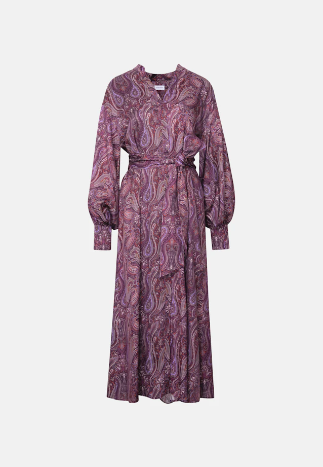 Stehkragenkleid mit Taillengürtel und hohen Manschetten in Lila |  Seidensticker Onlineshop
