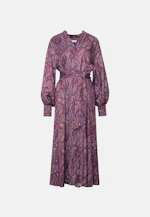 Stehkragenkleid mit Taillengürtel und hohen Manschetten in Lila |  Seidensticker Onlineshop