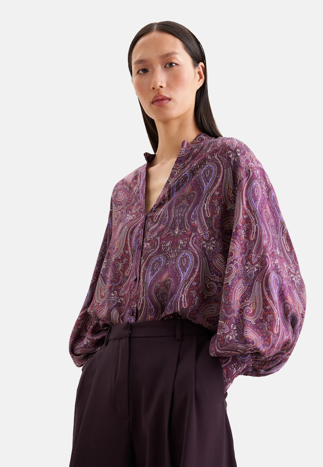 Chemisier à col montant avec poignets hauts dans Lilas | Boutique en ligne Seidensticker