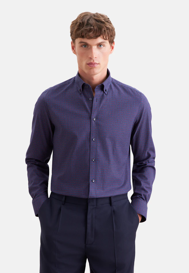Slim Flannel shirt Check in Dunkelblau | Seidensticker online shop
