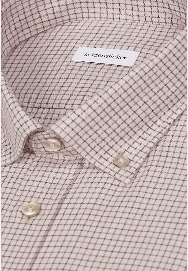 Slim Flanellhemd Karo in Beige |  Seidensticker Onlineshop
