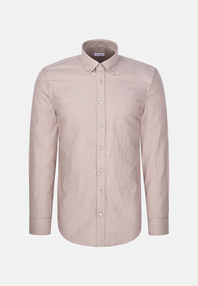 Slim Flanellhemd Karo in Beige |  Seidensticker Onlineshop