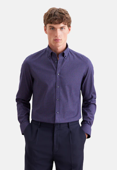 Shaped Flannel shirt Check in Dunkelblau |  Seidensticker Onlineshop