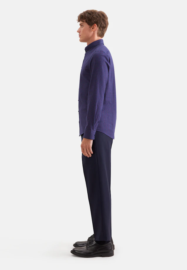 Shaped Flannel shirt Check in Dunkelblau |  Seidensticker Onlineshop
