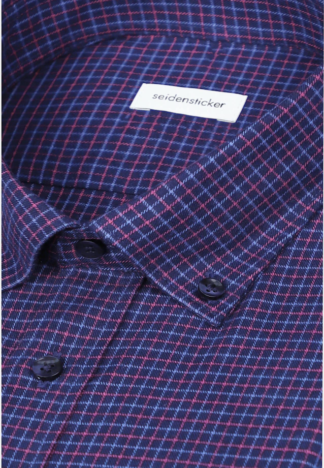 Shaped Flannel shirt Check in Dunkelblau |  Seidensticker Onlineshop