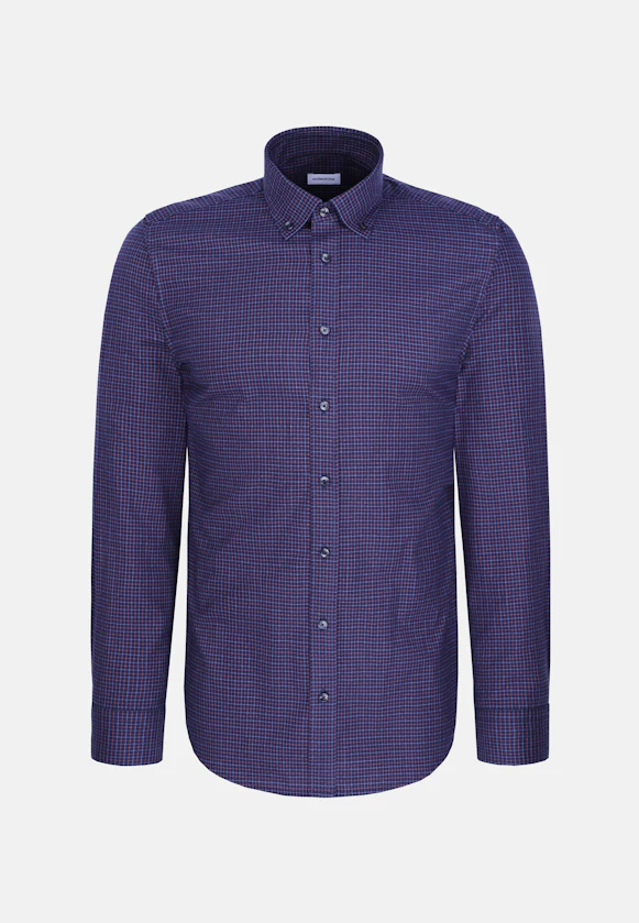 Shaped Flannel shirt Check in Dunkelblau |  Seidensticker Onlineshop