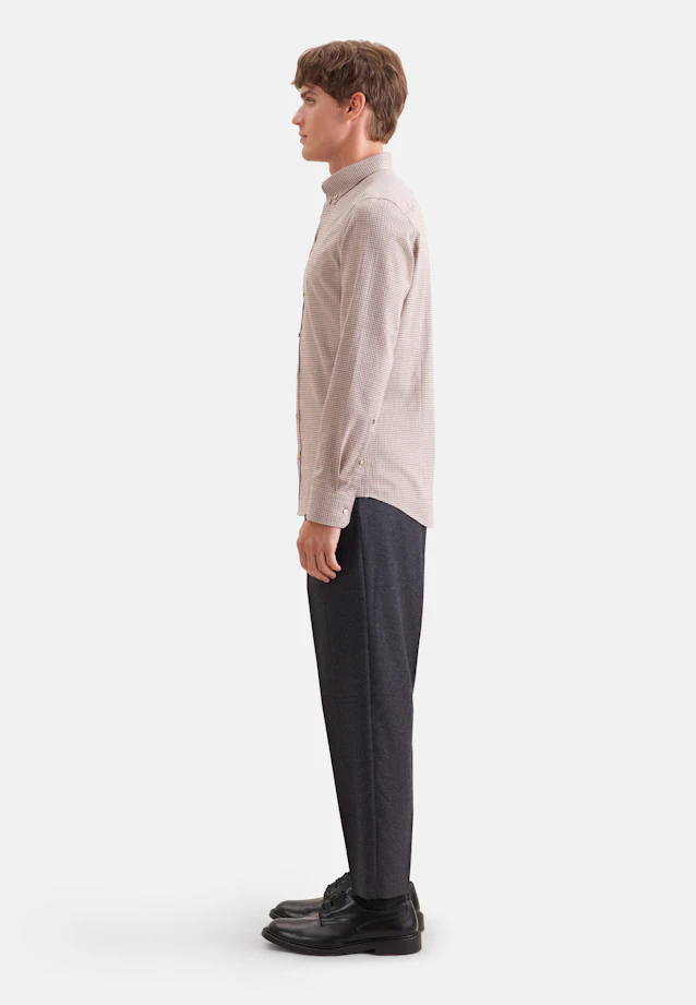 Shaped Flanellhemd Karo in Beige |  Seidensticker Onlineshop
