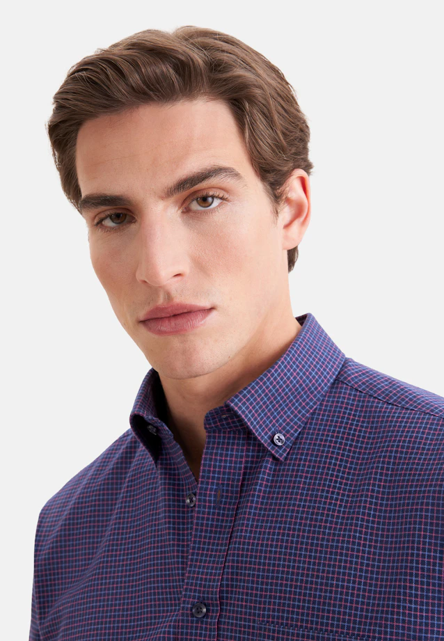 Comfort Flannel shirt Check in Dunkelblau |  Seidensticker Onlineshop