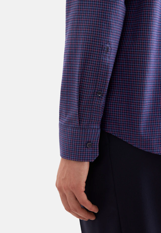 Comfort Flanellhemd Karo in Dunkelblau |  Seidensticker Onlineshop