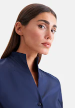 Kelchkragenbluse aus Baumwollsatin in Bleu Foncé |  Seidensticker Onlineshop