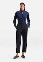 Kelchkragenbluse aus Baumwollsatin in Bleu Foncé |  Seidensticker Onlineshop