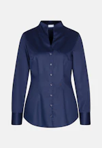 Kelchkragenbluse aus Baumwollsatin in Bleu Foncé |  Seidensticker Onlineshop