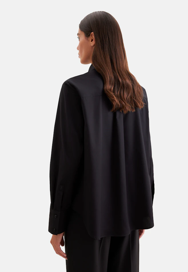 Hemdbluse in A- Linie aus Twil mit langer Manschette dans Noir | Boutique en ligne Seidensticker