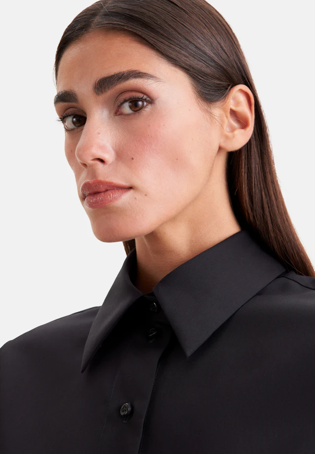 Hemdbluse in A- Linie aus Twil mit langer Manschette in Noir |  Seidensticker Onlineshop