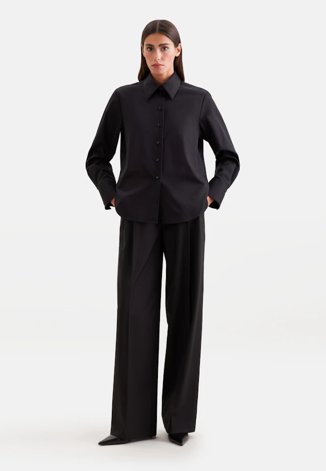Hemdbluse in A- Linie aus Twil mit langer Manschette in Noir |  Seidensticker Onlineshop