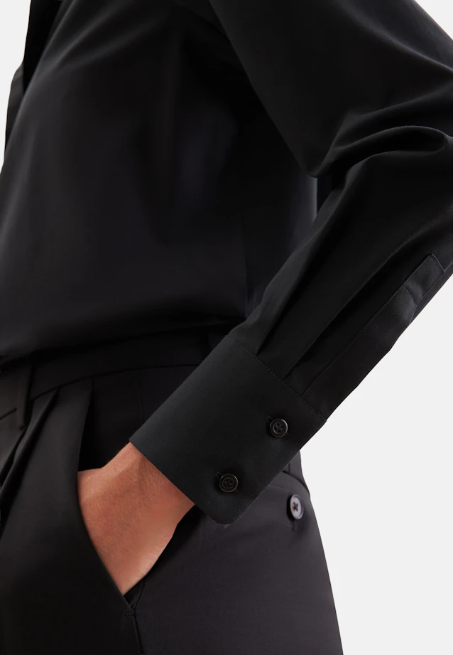 Hemdbluse in A- Linie aus Baumwollpopeline in Noir |  Seidensticker Onlineshop