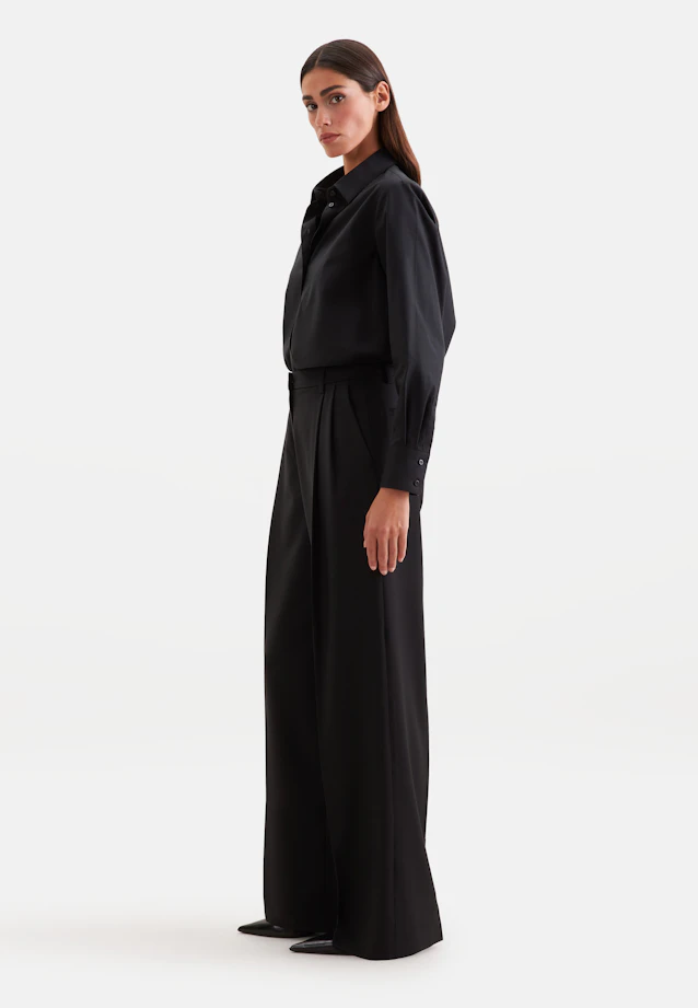 Hemdbluse in A- Linie aus Baumwollpopeline in Noir |  Seidensticker Onlineshop