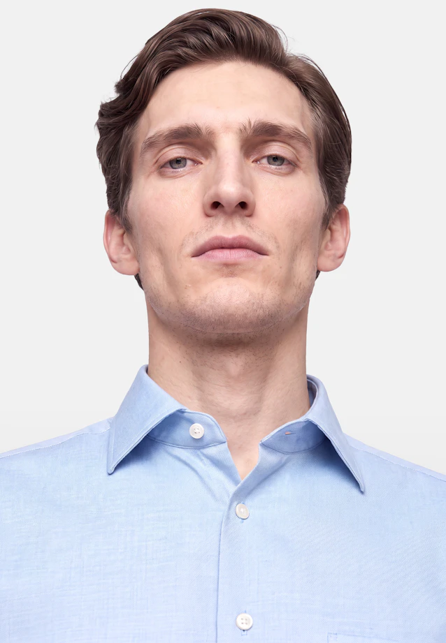 Regular Flanellhemd Uni in Mittelblau |  Seidensticker Onlineshop