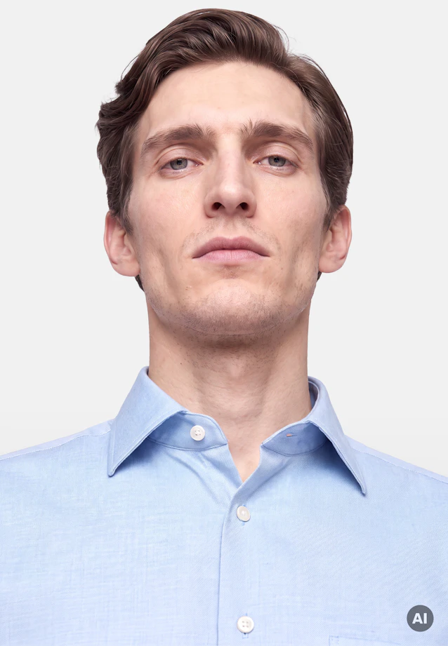 Regular Flanellhemd Uni in Mittelblau |  Seidensticker Onlineshop