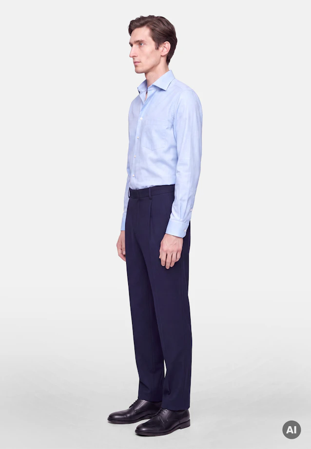 Regular Flanellhemd Uni in Mittelblau |  Seidensticker Onlineshop