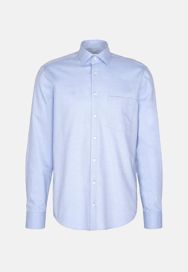 Regular Flanellhemd Uni in Mittelblau |  Seidensticker Onlineshop