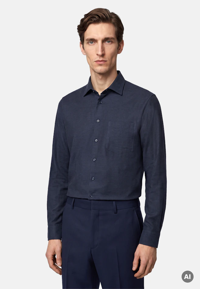 Regular Flannel shirt Uni in Dunkelblau | Seidensticker online shop