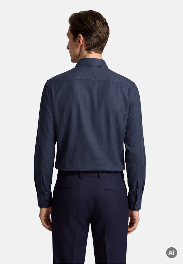 Regular Chemise en flanelle Uni in Bleu Foncé |  Seidensticker Onlineshop