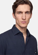 Regular Chemise en flanelle Uni in Bleu Foncé |  Seidensticker Onlineshop