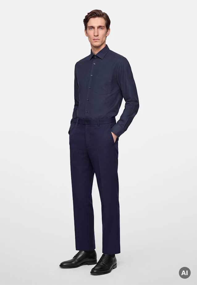 Regular Flannel shirt Uni in Dunkelblau |  Seidensticker Onlineshop