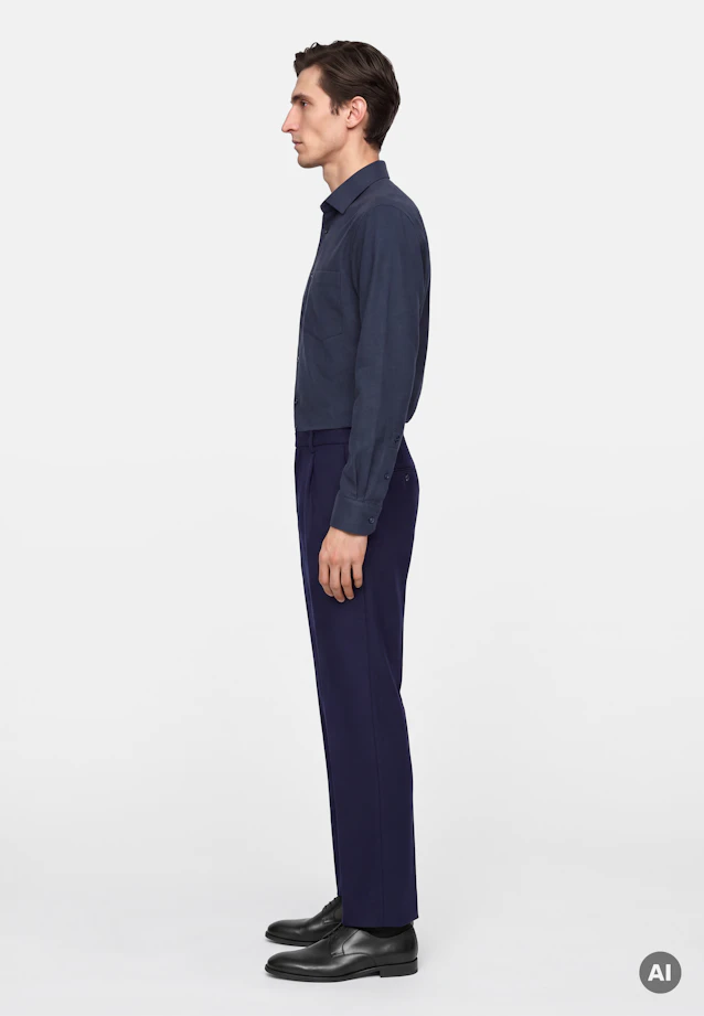 Regular Flannel shirt Uni in Dunkelblau |  Seidensticker Onlineshop
