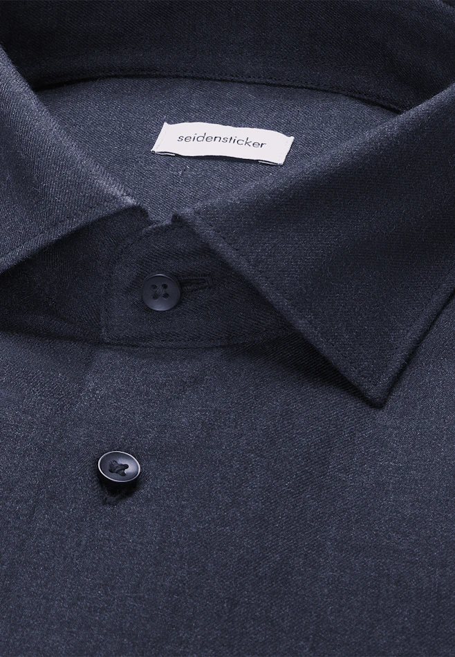 Regular Flanellhemd Uni in Dunkelblau | Seidensticker Onlineshop