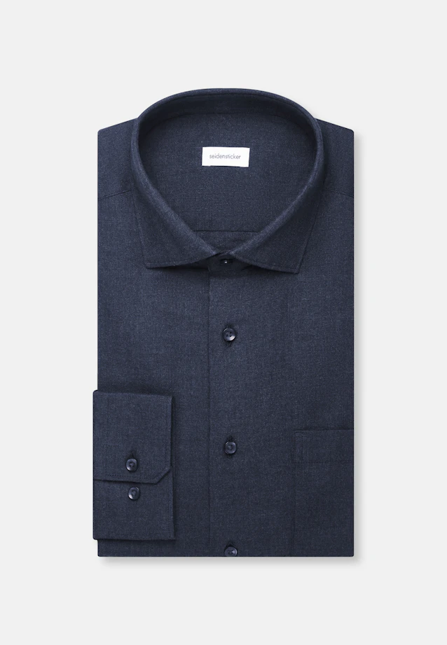 Regular Chemise en flanelle Uni in Bleu Foncé |  Seidensticker Onlineshop