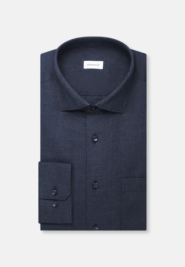 Regular Flannel shirt Uni in Dunkelblau |  Seidensticker Onlineshop