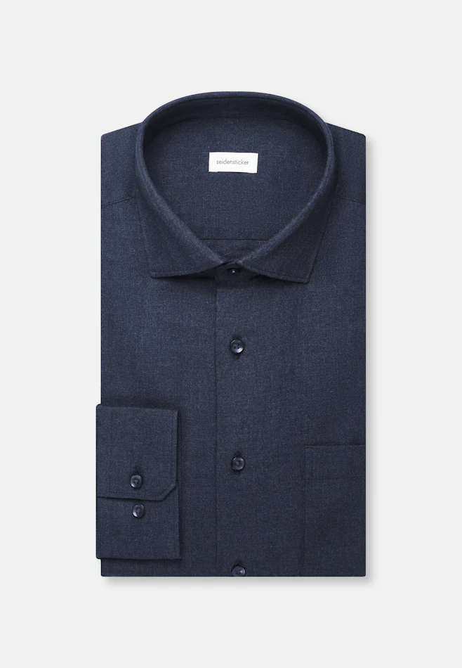 Regular Flannel shirt Uni in Dunkelblau | Seidensticker online shop