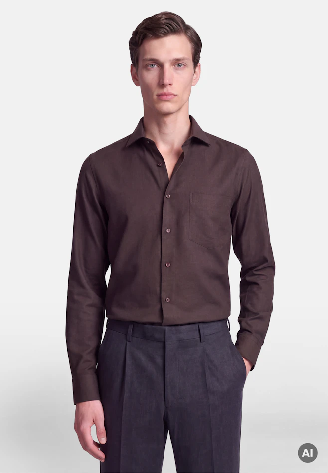 Regular Flanellhemd Uni in Braun | Seidensticker Onlineshop