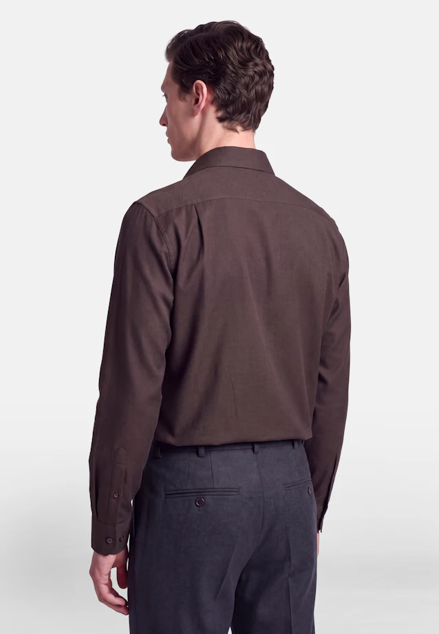 Regular Flanellhemd Uni in Braun |  Seidensticker Onlineshop