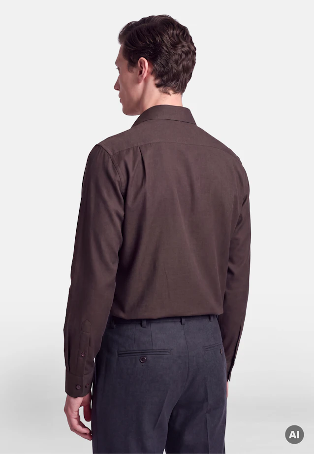 Regular Flanellhemd Uni in Braun |  Seidensticker Onlineshop