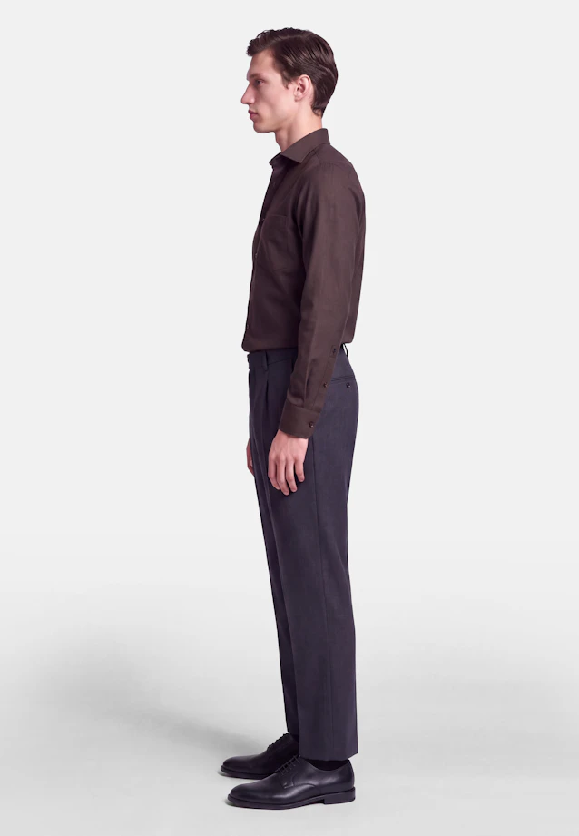 Regular Flanellhemd Uni in Braun |  Seidensticker Onlineshop