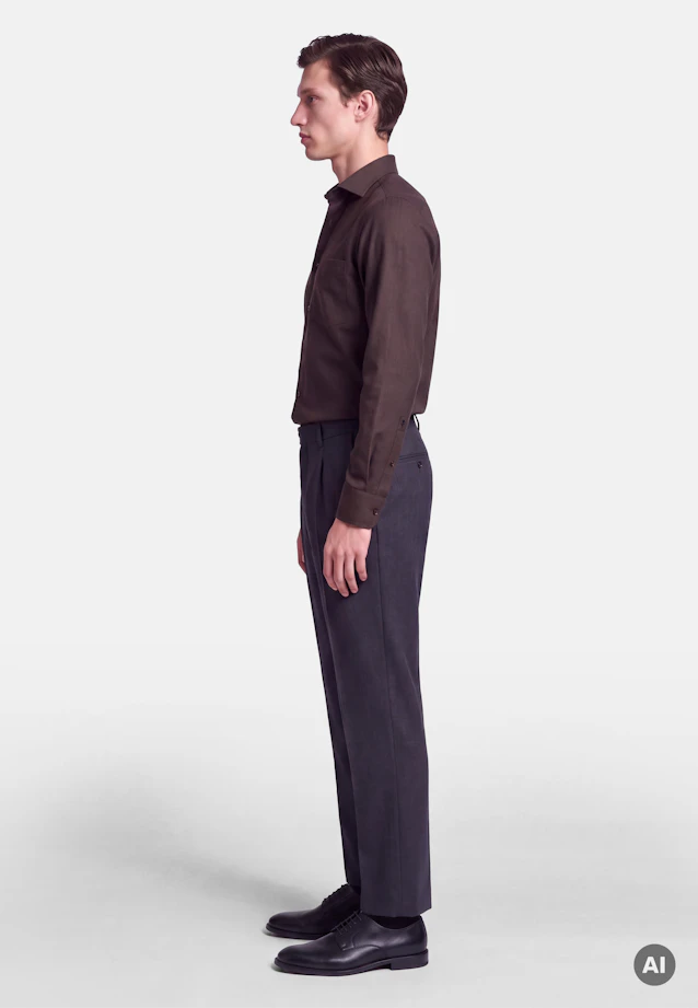 Regular Flanellhemd Uni in Braun |  Seidensticker Onlineshop